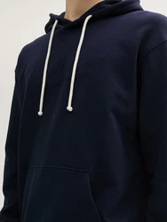 TOM TAILOR Denim Sweatjacke Hoodie mit Logostickerei Dunkelblau/Blau