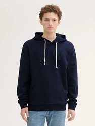 TOM TAILOR Denim Sweatjacke Hoodie mit Logostickerei Dunkelblau/Blau