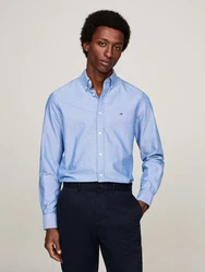Tommy Hilfiger Langarmhemd OXFORD DOBBY SF SHIRT Hemden blau/wei