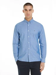 Tommy Hilfiger Langarmhemd OXFORD DOBBY SF SHIRT Hemden blau/wei