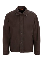 BOSS ORANGE Lederjacke Jericho Dunkelbraun/Braun/Orange