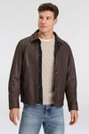 BOSS ORANGE Lederjacke Jericho Dunkelbraun/Braun/Orange