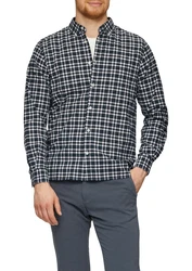 s.Oliver Langarmhemd mit Button-Down-Kragen navy/hellblau/weiß
