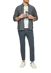 s.Oliver Langarmhemd mit Button-Down-Kragen navy/hellblau/weiß