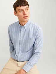Jack & Jones Langarmhemd JPRBROOK OXFORD SHIRT L/S NOOS Hellblau/Dunkelblau/Blau