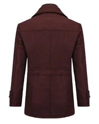 Allthemen Kurzmantel mit abnehmbarem Doppelkragen Dunkelrot/Bordeaux/Braun/Rot
