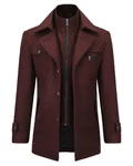 Allthemen Kurzmantel mit abnehmbarem Doppelkragen Dunkelrot/Bordeaux/Braun/Rot