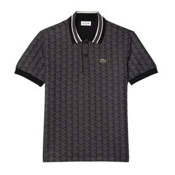 Lacoste Poloshirt Monogramm Polo Dunkelgrau/Schwarz/Grau