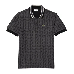 Lacoste Poloshirt Monogramm Polo Dunkelgrau/Schwarz/Grau