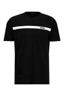 Replay T-Shirt BASIC JERSEY Schwarz/Weiß/Dunkelblau