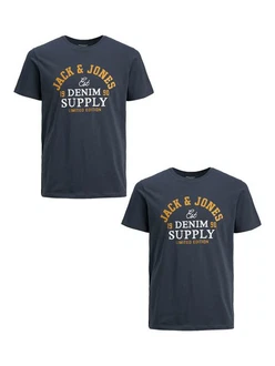 Jack & Jones T-Shirt 2-er Stck Pack Logo T-Shirts Rundhals Shirt JJELOGO (4342)
