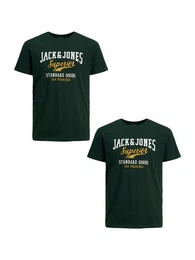 T-Shirt 2-er Stck Pack Logo T-Shirts Rundhals Shirt JJELOGO (2-tlg) 4342 in Grn-2