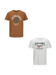Jack & Jones T-Shirt 2-er Stck Pack Logo T-Shirts Rundhals Shirt JJELOGO (4342) Weiß/Gelb (4342)