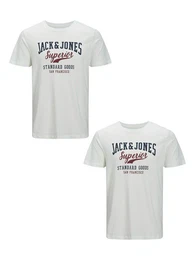 T-Shirt 2-er Stck Pack Logo T-Shirts Rundhals Shirt JJELOGO (2-tlg) 4342 in Wei-2