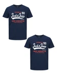 Jack & Jones T-Shirt 2-er Stck Pack Logo T-Shirts Rundhals Shirt JJELOGO (4342) Dunkelblau (4342)
