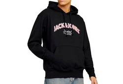 JACK & JONES Sweatshirt JORBRONX Schwarz/Rosa