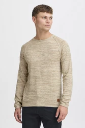 Blend Dan Herren Strickpullover Feinstrick Mit Rundhals (20700587ME) Khaki/Beige/Weiß