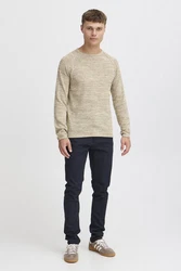 Blend Dan Herren Strickpullover Feinstrick Mit Rundhals (20700587ME) Khaki/Beige/Weiß