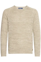 Blend Dan Herren Strickpullover Feinstrick Mit Rundhals (20700587ME) Khaki/Beige/Weiß