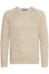 Blend Dan Herren Strickpullover Feinstrick Mit Rundhals (20700587ME) Khaki/Beige/Weiß