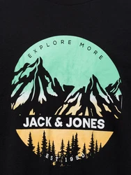 Jack & Jones T-Shirt Herren JJpeakTee SS Crew Schwarz/Grün/Dunkelgrün