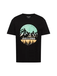 Jack & Jones T-Shirt Herren JJpeakTee SS Crew Schwarz/Grün/Dunkelgrün