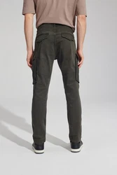 Next Cargohose Slim Fit Stretch-Cargohose mit Zierreißverschluss Dunkelgrün/Khaki