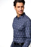Desoto Businesshemd Modern Kent Dunkelblau/Hellblau/Lila/Blau