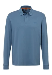 BOSS ORANGE Poloshirt Pe_interlock_long mit Polokragen Blau/Hellblau