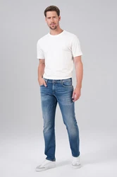 Miracle of Denim 5-Pocket Jeans Comfort Fit Thomas Creme/Blau/Weiß