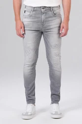 Miracle of Denim 5-Pocket Jeans Alvin Tapered (1-tlg) Grau/Hellgrau/Weiß