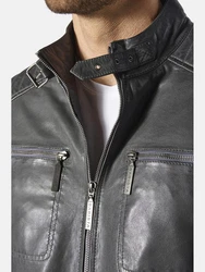 Babista Lederjacke ZANZINO Dunkelgrau/Grau/Hellgrau/Braun/Dunkelgrün