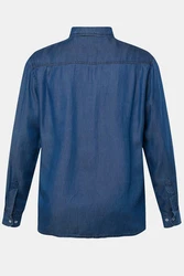 Men Plus Jeansoptik Hemd Kentkragen Blau/Dunkelblau/Hellblau