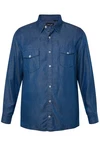 Men Plus Jeansoptik Hemd Kentkragen Blau/Dunkelblau/Hellblau