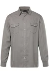 Men Plus Jeansoptik Hemd Kentkragen Hellgrau/Khaki/Grau/Braun/Dunkelgrün