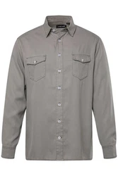 Men Plus Jeansoptik Hemd Kentkragen Hellgrau/Khaki/Grau/Braun/Dunkelgrün