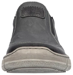 Rieker Slipper Slip-on Sneaker Halbschuh Schlupfschuh mit beidseitigem Gummizug grau/schwarz