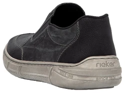 Rieker Slipper Slip-on Sneaker Halbschuh Schlupfschuh mit beidseitigem Gummizug grau/schwarz