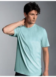 Trigema T-Shirt TRIGEMA T-Shirt DELUXE Grün/Hellblau/Türkis