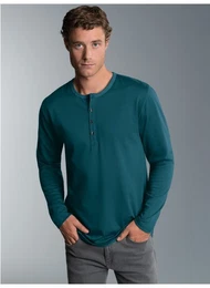 Longsleeve Langarmshirt mit Knopfleiste (1-tlg)