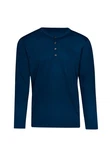 Trigema Longsleeve Langarmshirt mit Knopfleiste blau