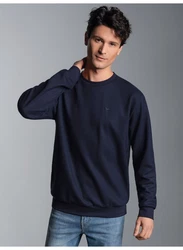 TRIGEMA Herren Sweatshirt Waffeloptik 619501 blau (navy)