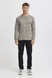 Blend Dan Herren Strickpullover Feinstrick Mit Rundhals (20700587ME) Grau/Hellgrau