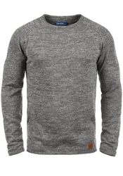 Blend Dan Herren Strickpullover Feinstrick Mit Rundhals (20700587ME) Dunkelgrau/Grau/Hellgrau