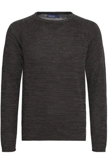 Blend Dan Herren Strickpullover Feinstrick Mit Rundhals (20700587ME) Dunkelgrau/Grau/Schwarz