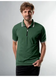 Trigema Poloshirt mit Reißverschluss Dunkelgrün/Grün