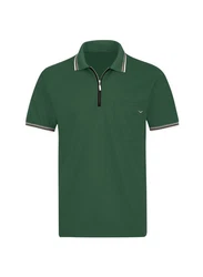 Trigema Poloshirt mit Reißverschluss Dunkelgrün/Grün