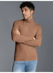 Trigema Rollkragen-Shirt aus elastischer Viskose braun