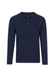 Trigema Longsleeve Langarmshirt mit Knopfleiste Dunkelblau
