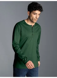 Trigema Longsleeve Langarmshirt mit Knopfleiste grn (efeu)